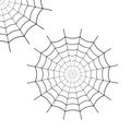 Set Icon Spider Web, Corner Spiderweb. Cobweb Cartoon. Graphic Black Corner Net Isolated On White Background. Silhouette Line Spid