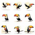 Set icon of toucan Cartoon Illustration Royalty Free Stock Photo