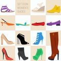 Set of icon women shoes in flat style Royalty Free Stock Photo