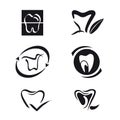 Set of Tooth Icons and Elements for Logo Design Black and White Vector Royalty Free Stock Photo