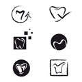 Set of Tooth Icons and Elements for Logo Design Black and White Vector Royalty Free Stock Photo