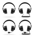 Set icons acoustic headphones vector illustration
