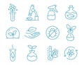 Set of icons. Agriculture and gardener fertilization and care. Horticulturist plant growing and care equipment. Vector