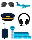 Set icons airplane pilot