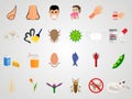 Set icons of allergy in a flat design Royalty Free Stock Photo