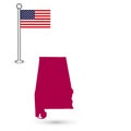 Set of icons of American map and flag Alabama.