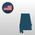 Set of icons of American map and flag Alabama.