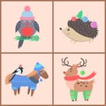 Set of Icons with Animals on Vector Illustration Royalty Free Stock Photo