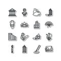 Set of icons - architecture, sculpture, decorative arts