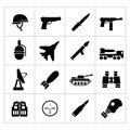 Set icons of army and military Royalty Free Stock Photo