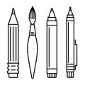 Set of icons for art supplies