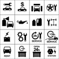 Set icons of auto, car parts, repair and service