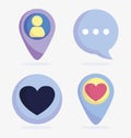 Set icons avatar chat message speech pointer social media