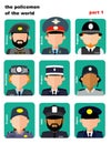 Set of icons avatars the police officers