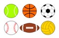A set of icons of balls from different sports. Basketball and football balls illustration. Royalty Free Stock Photo