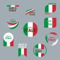 set of icons, banners, buttons with text Made in Italy and flag Royalty Free Stock Photo