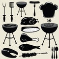 Set icons barbecue grill