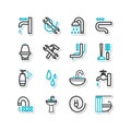 Set of icons - a bathroom equipment, repair Royalty Free Stock Photo