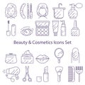 Set of icons for beauty and cosmetics created under the influence of a beauty salon, makeup and cosmetics. Suitable for Royalty Free Stock Photo