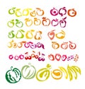 Set of icons - berries and fruits. Royalty Free Stock Photo