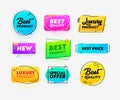 Set of Icons Best Quality, Excellent Product Commercial Banners in Creative Trendy Style Promotion Certificates