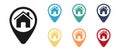 Set of icons. Black and white icon with a house sign. Map label. Illustration Royalty Free Stock Photo