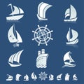 Set of icons with boats silhouettes Royalty Free Stock Photo