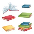 Set of icons of books in different angles. Royalty Free Stock Photo