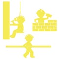 Set of icons. Builders in work