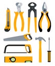 Set of Icons Building Tools for Repair. Pliers, nippers