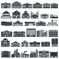 Set of icons buildings. Vector series, flat.