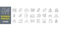 set of 24 icons Business process. data processing related vector line icons