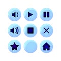 Set of icons of buttons for the application. Volumetric image of the control panel. Play, stop, pause and volume sign Royalty Free Stock Photo