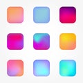 Set of icons of buttons with multicolored gradient.