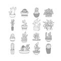 Set icons cacti. Style Hand drawing. Vector illustration.