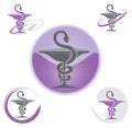 Set of Icons with Caduceus Symbol Purple - Health / Pharmacy