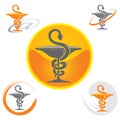 Set of Icons with Caduceus Symbol Yellow - Health / Pharmacy Royalty Free Stock Photo