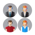 Set of icons with the callcenter agents talking through headset