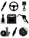 Set icons of car parts black silhouette vector ill Royalty Free Stock Photo