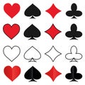 Set of icons of card suits hearts diamonds spades clubs vector illustration Royalty Free Stock Photo