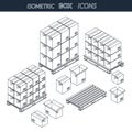 Set of icons cardboard boxes
