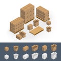 Set of icons cardboard boxes