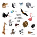 Set icons cartoon style of various animals. Characters for a different design with text Royalty Free Stock Photo