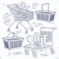 Set icons carts and baskets, and the inscription sale