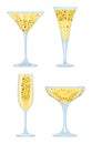 Set of icons of celebratory glasses with champagne. Vector illustration Royalty Free Stock Photo
