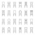 Set of icons of chairs, vector illustration