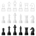 Set of icons of chess pieces, vector illustration Royalty Free Stock Photo