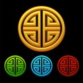 Set of icons of Chinese characters good luck four blessings.