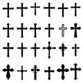 Set of icons of christian and catholic crosses isolated on white background. Design element for poster, card, emblem, sign. Royalty Free Stock Photo