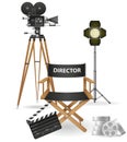 Set icons cinematography cinema and movie Royalty Free Stock Photo